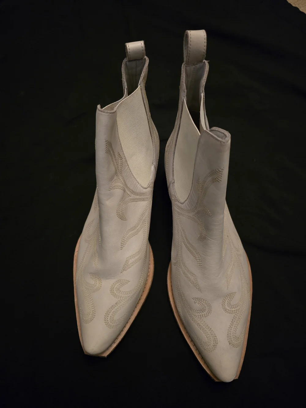 Free People Cream Western Chelsea Ankle Boots